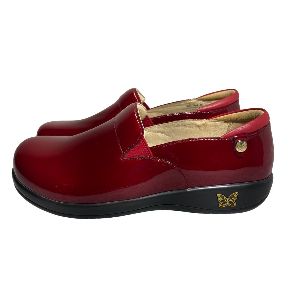 Alegria Keli Professional Clogs Women Size 12.5 Red Leather Slip Resistant Shoes